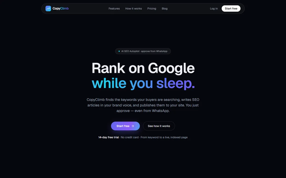 CopyClimb website